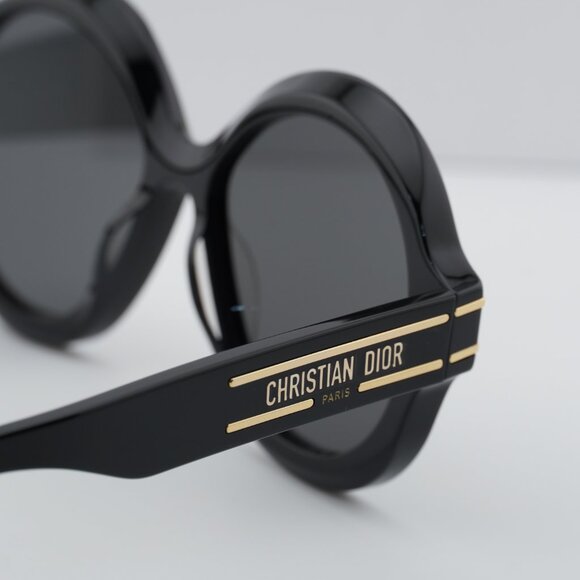 Dior DIORSIGNATURE R1U 10A0 Round Sunglasses - Black\\Smoke main image 9